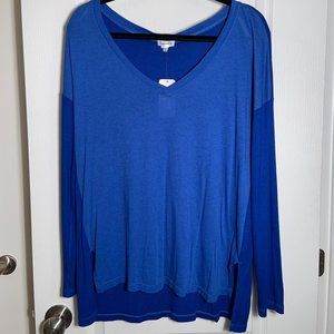 Women's Splendid Lightweight Long Sleeve Blue Top Supima Cotton Modal Size L